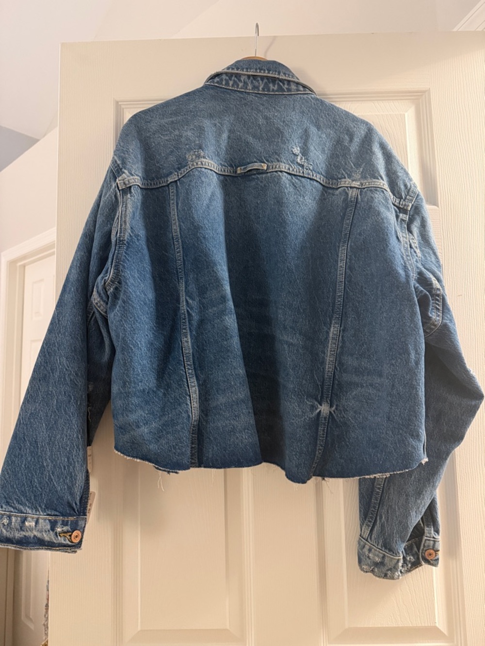 Free People Light Wash Blue Cropped Denim Jacket - Picture 4 of 4